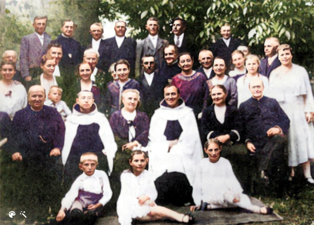 Msza prymicyjna w Osieku w 1932 roku (AI edytowane)